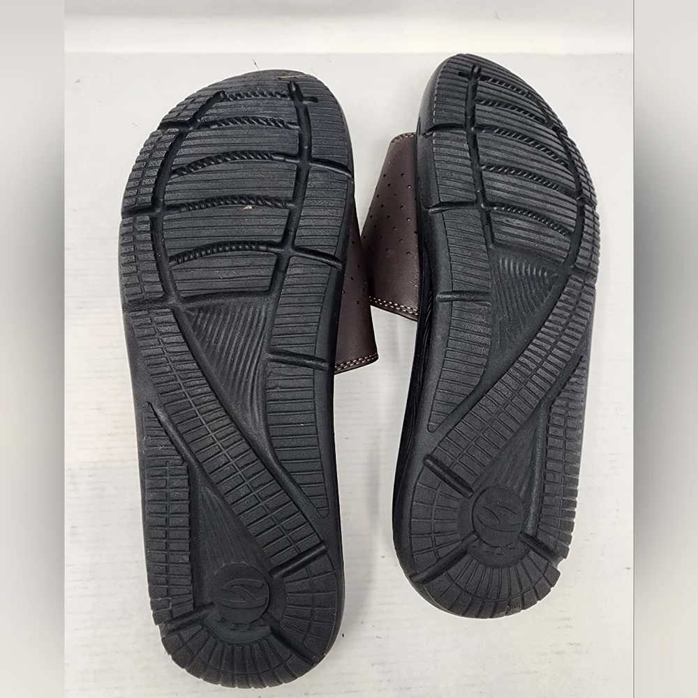 New Men's Brown Slides Sandals Slip on Beach‎ Shoes Flip Flops Men's Size 12.5